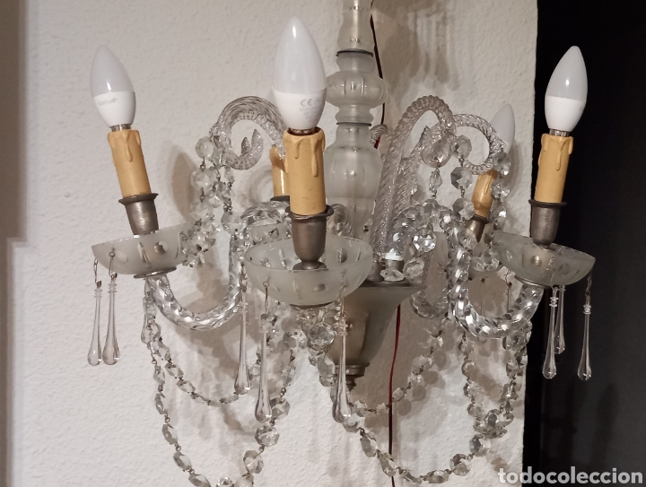 Antiquit&auml;ten: Antigua lampara de cristal de cinco brazos