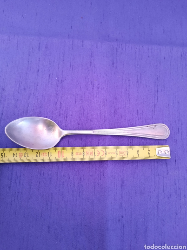 Antig&uuml;edades: Cuchara de postre de Alpaca plateada - Foto 3