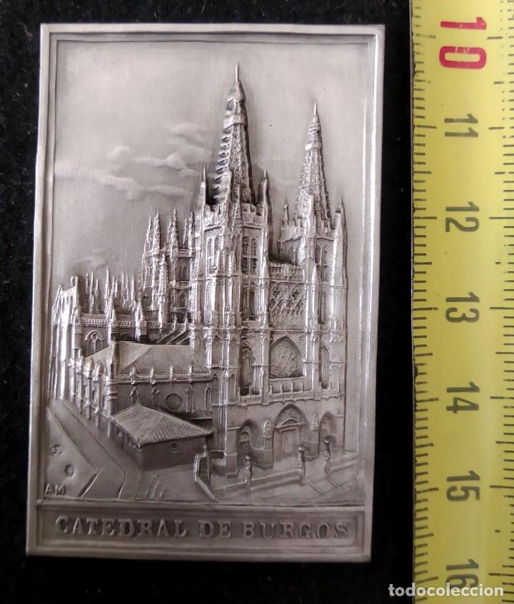 Antig&uuml;edades: Placa relieve Catedral de Burgos. Plata. - Foto 1