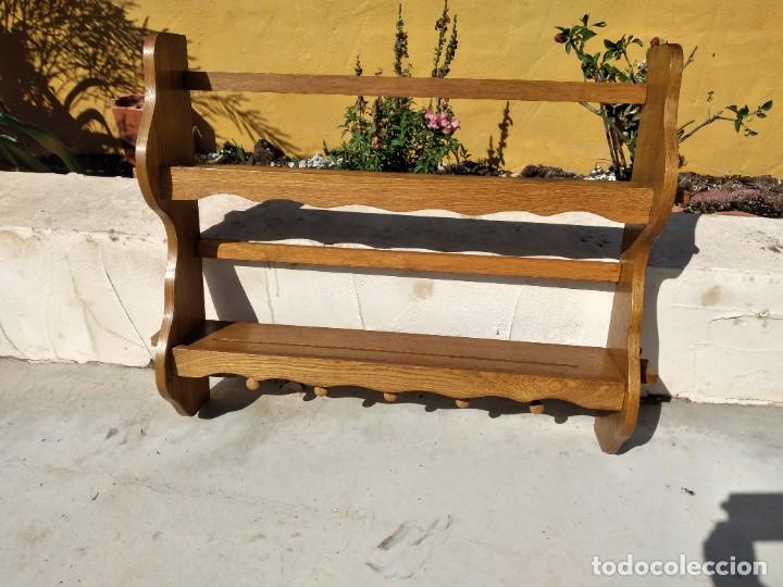 Antig&uuml;edades: Antigua platera de pared de roble. - Foto 2