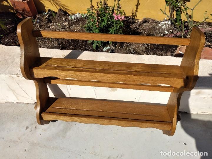 Antig&uuml;edades: Antigua platera de pared de roble. - Foto 5