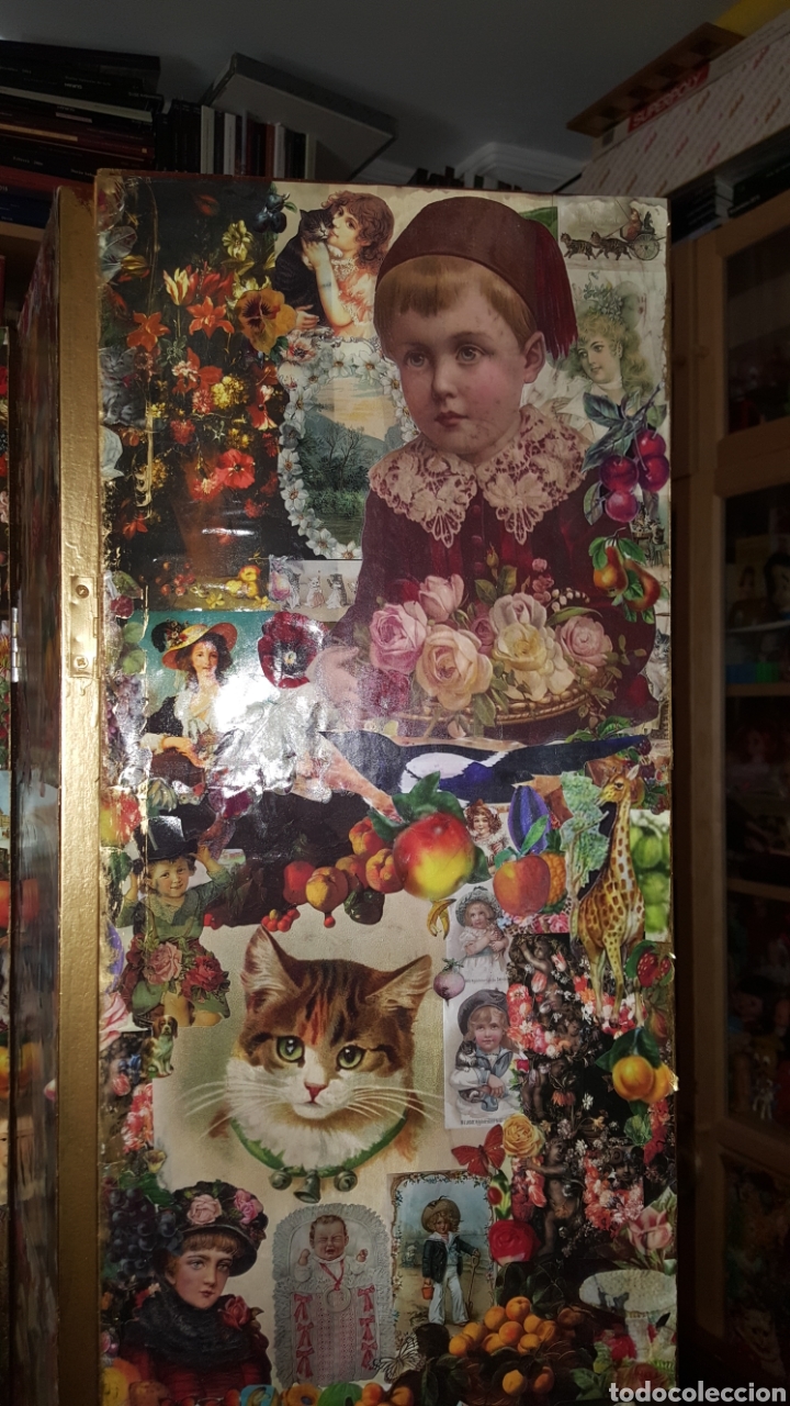 Antig&uuml;edades: Biombo victoriano decoupage, collage - Foto 9