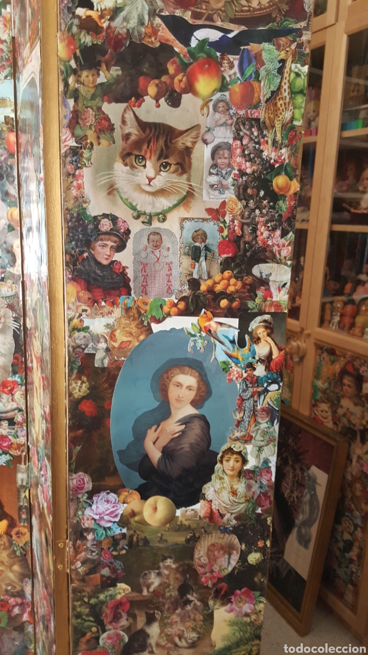Antig&uuml;edades: Biombo victoriano decoupage, collage - Foto 10