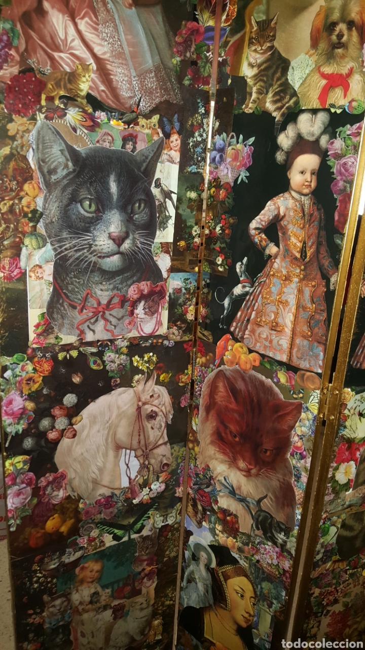 Antig&uuml;edades: Biombo victoriano decoupage, collage - Foto 14