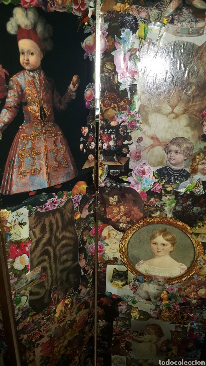 Antig&uuml;edades: Biombo victoriano decoupage, collage - Foto 17