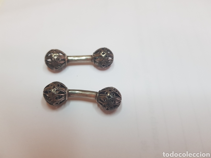 Antig&uuml;edades: #620 Gemelos plata de ley 925 3,5cm - Foto 1