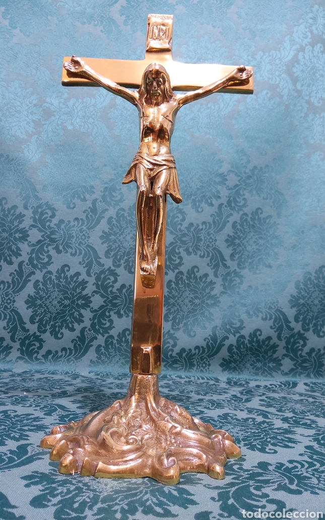 Antig&uuml;edades: Crucifijo antiguo en bronce - Foto 2