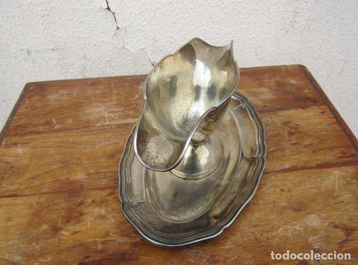 Antig&uuml;edades: Salsera de aplaca plateada con contrastes - Foto 5