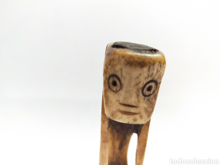 Antig&uuml;edades: FIGURA TALLADA EN HUESO. 10 CM - Foto 12
