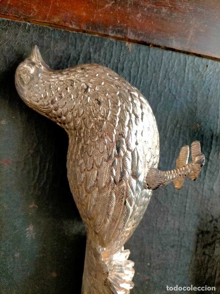 Antig&uuml;edades: PAREJA DE FAISANES METAL PLATEADO - Foto 13
