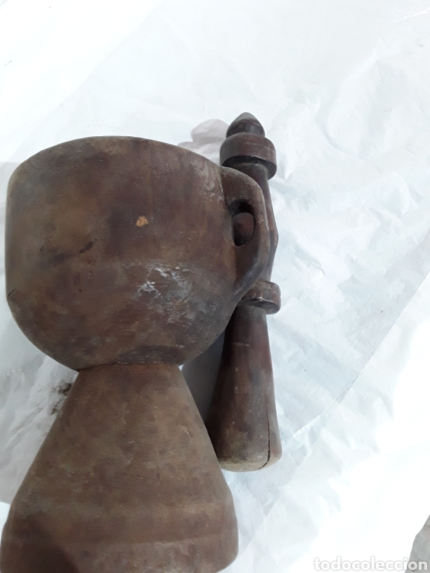 Antig&uuml;edades: Mortero de madera, arte pastoril - Foto 6