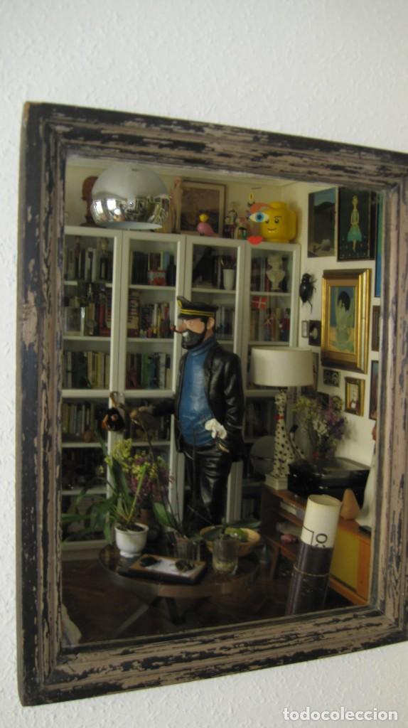 Antig&uuml;edades: ANTIGUO ESPEJO - MARCO Y TRASERA DE MADERA - Foto 2