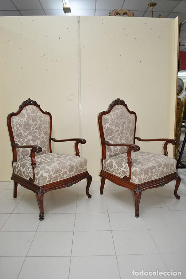 Antig&uuml;edades: PPAREJA DE SILLONES ANTIGUOS DE MADERA - Foto 6