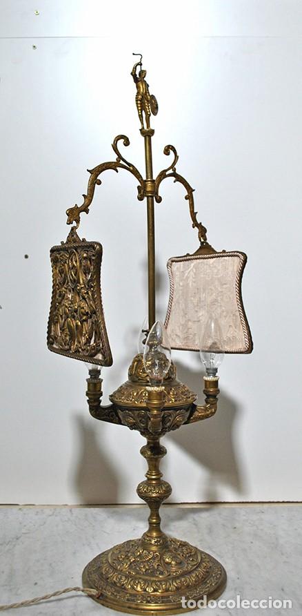 Antig&uuml;edades: L&Aacute;MPARA DE MESA DE ACEITE ELECTRIFICADA - Foto 1