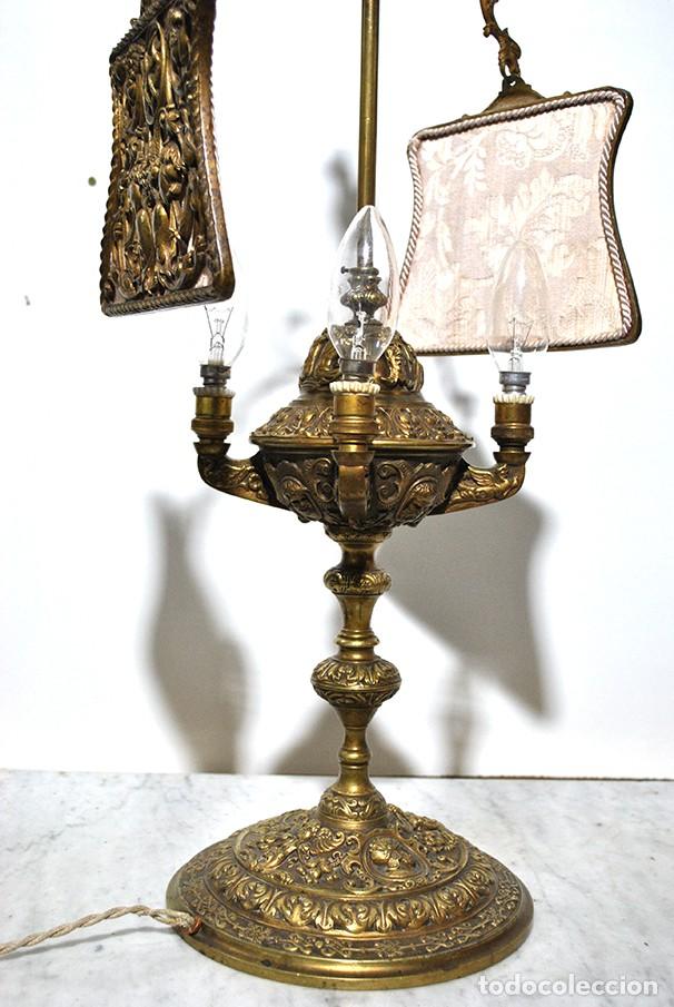 Antig&uuml;edades: L&Aacute;MPARA DE MESA DE ACEITE ELECTRIFICADA - Foto 9