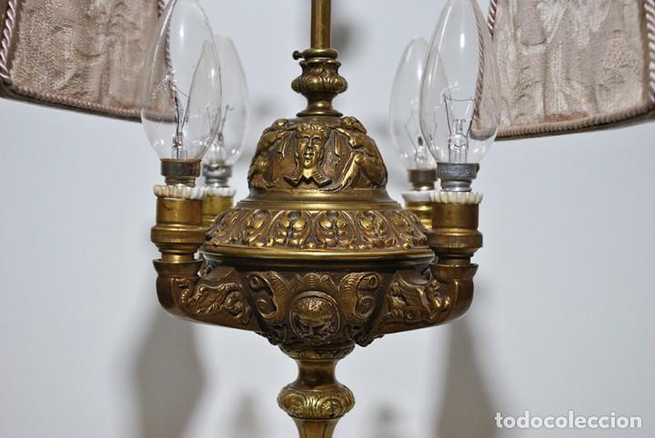 Antig&uuml;edades: L&Aacute;MPARA DE MESA DE ACEITE ELECTRIFICADA - Foto 11