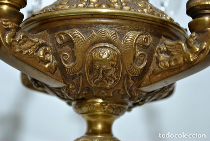 Antig&uuml;edades: L&Aacute;MPARA DE MESA DE ACEITE ELECTRIFICADA - Foto 12