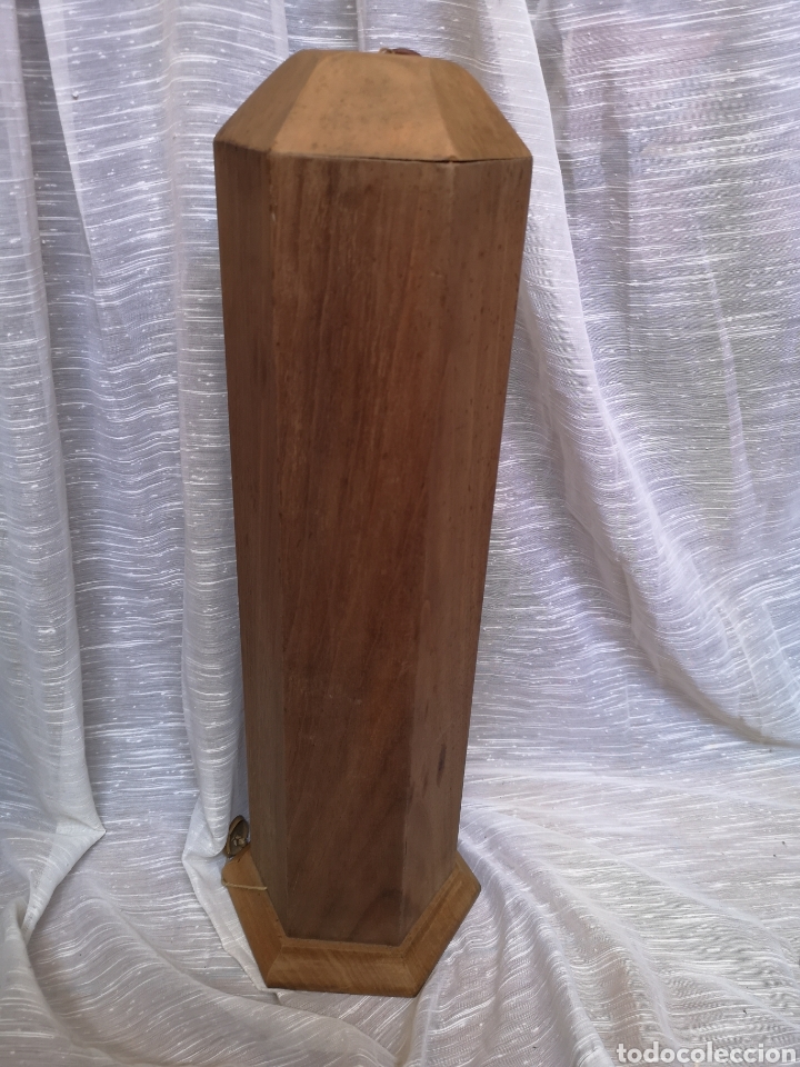 Antig&uuml;edades: Pie de lampara antiguo hexagonal de madera - Foto 5