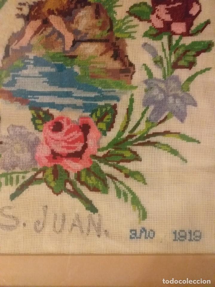 Antig&uuml;edades: Cuadro con bordado de San Juan. 1919 - Foto 3