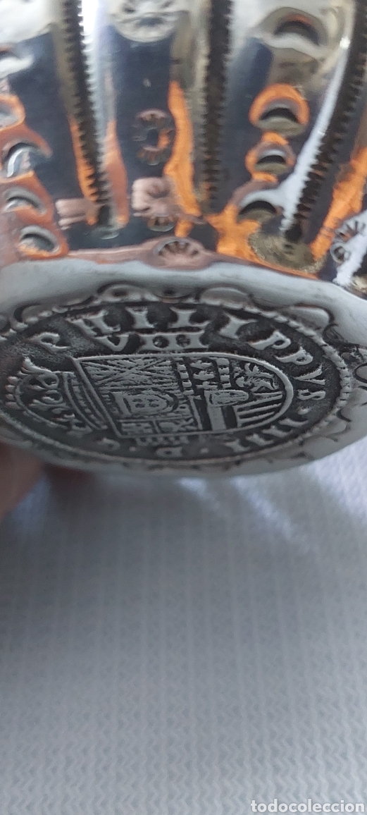 Antig&uuml;edades: TAZA DE PLATA CON MONEDA COMO FONDO - Foto 5