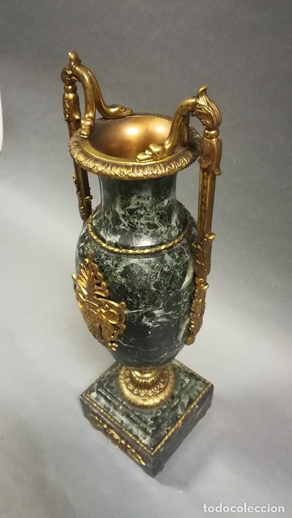 Antig&uuml;edades: TIBOR ANTIGUO DE M&Aacute;RMOL VERDE Y BRONCE - Foto 5