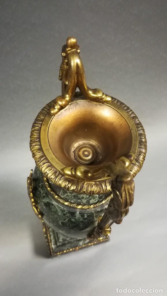 Antig&uuml;edades: TIBOR ANTIGUO DE M&Aacute;RMOL VERDE Y BRONCE - Foto 6