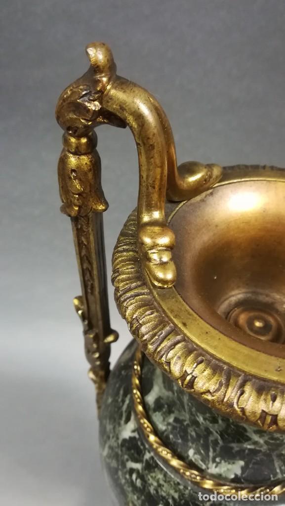 Antig&uuml;edades: TIBOR ANTIGUO DE M&Aacute;RMOL VERDE Y BRONCE - Foto 7