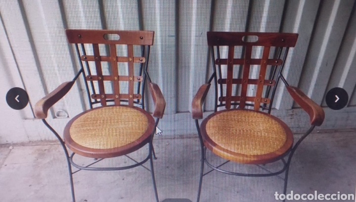 Antig&uuml;edades: PAREJA DE SILLAS DE MADERA Y HIERRO - Foto 1