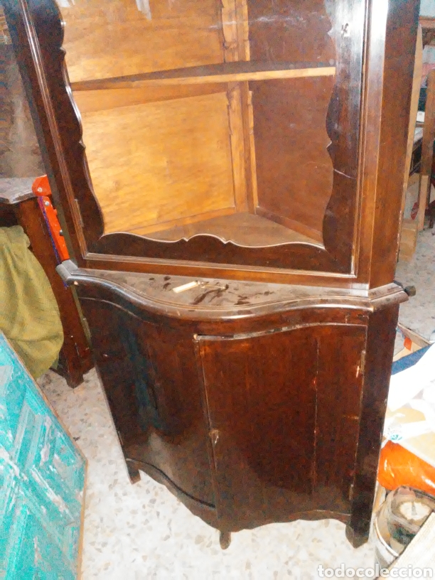 Antig&uuml;edades: Pareja de vitrinas rinconeras en caoba - Foto 8