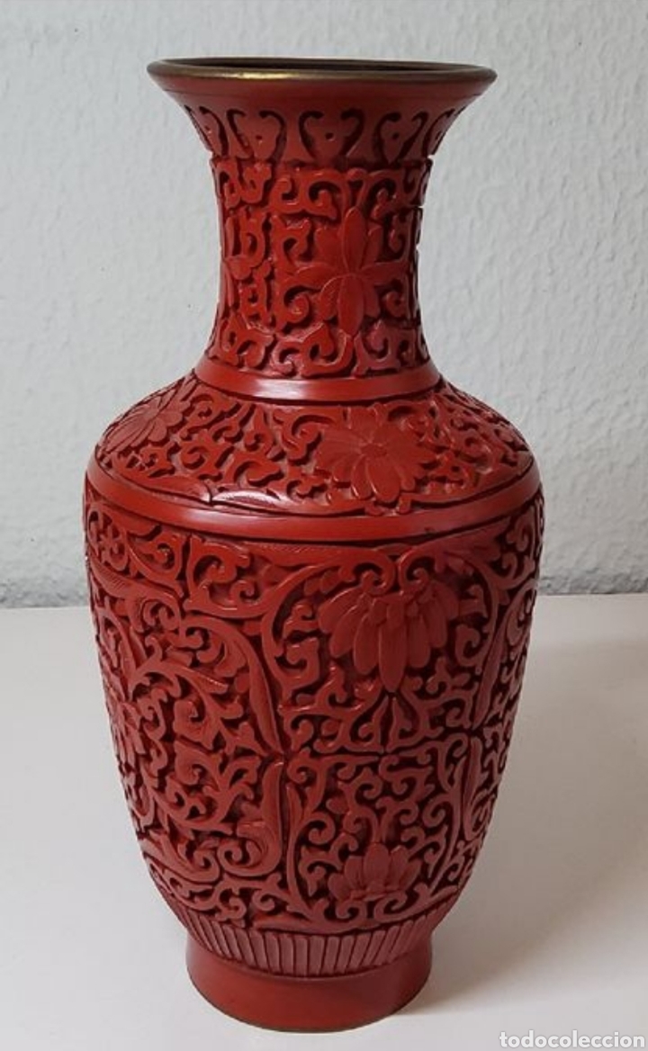 Antig&uuml;edades: Jarr&oacute;n Chino Laca Roja - Foto 5