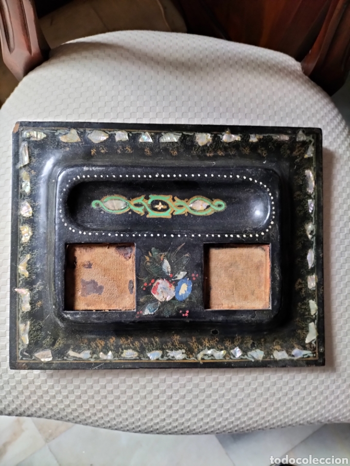 Antig&uuml;edades: Base para dos tinteros cuadrados - Foto 1
