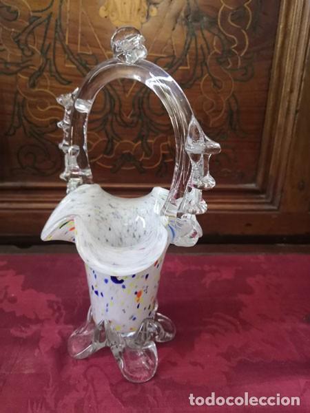 Antig&uuml;edades: CESTA DE CRISTAL DE MURANO - Foto 2