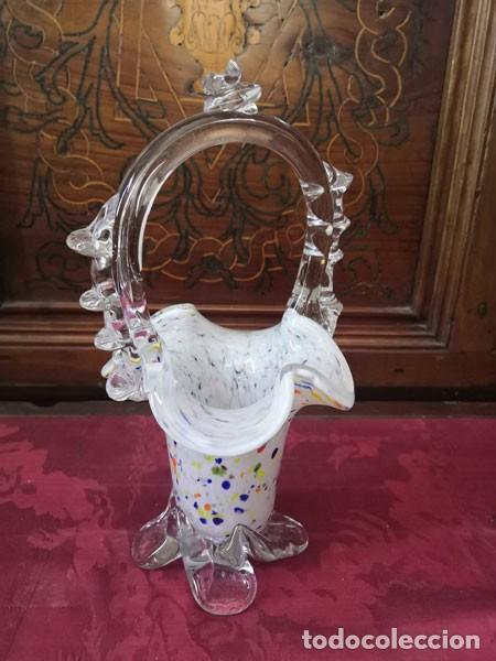 Antig&uuml;edades: CESTA DE CRISTAL DE MURANO - Foto 3