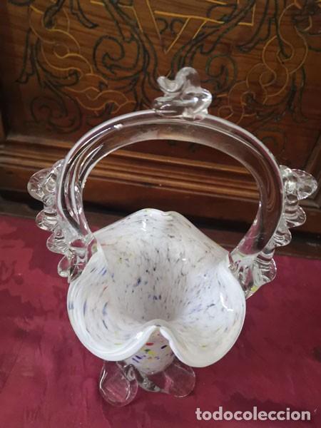 Antig&uuml;edades: CESTA DE CRISTAL DE MURANO - Foto 5