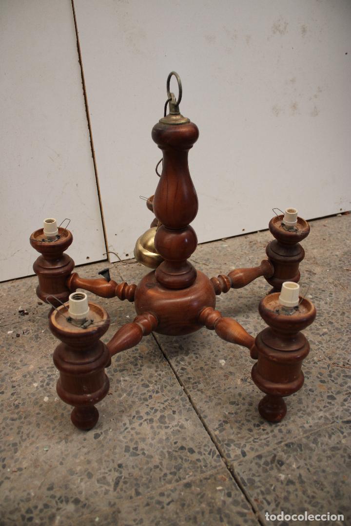 Antig&uuml;edades: lampara de techo de madera - Foto 4