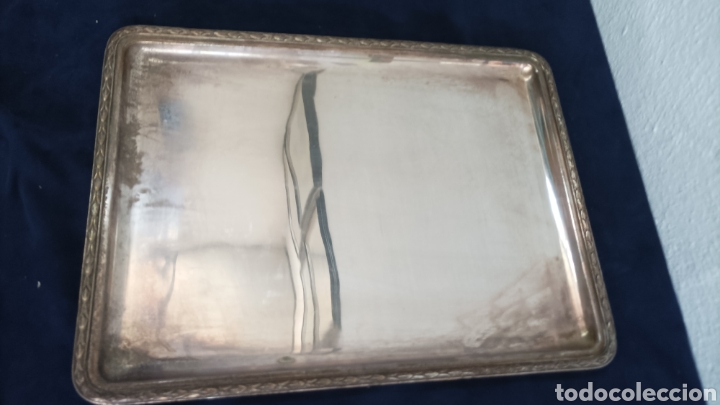 Antig&uuml;edades: Bandeja Antigua de alpaca con plata - Foto 1