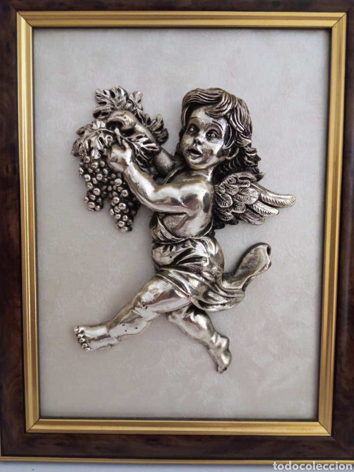 Antig&uuml;edades: Dos cuadros de querubines plateados - Foto 3