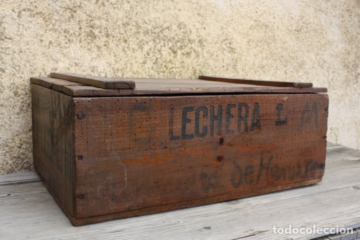 Antig&uuml;edades: Caja de madera Leche Condensada La Lechera. - Foto 11