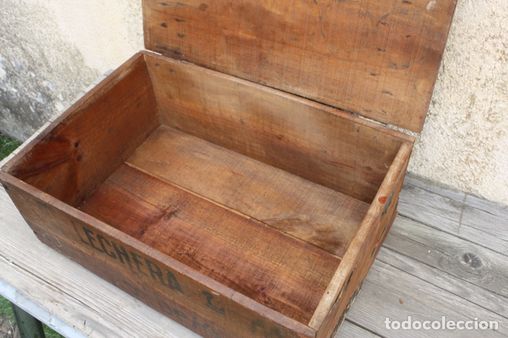 Antig&uuml;edades: Caja de madera Leche Condensada La Lechera. - Foto 23