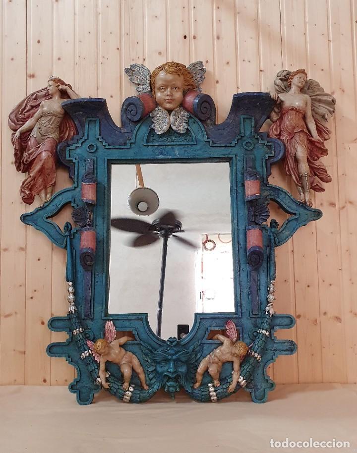 Antig&uuml;edades: ESPEJO ALABASTRO POLICROMADO - Foto 1