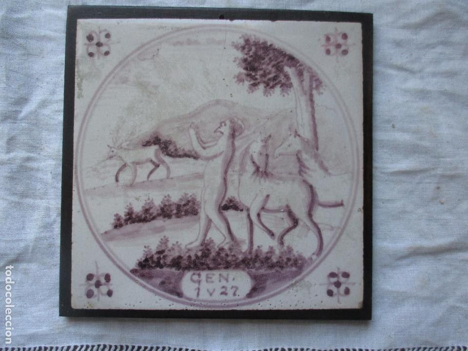 Antig&uuml;edades: Azulejo Delft Adam en el paraiso - Foto 1