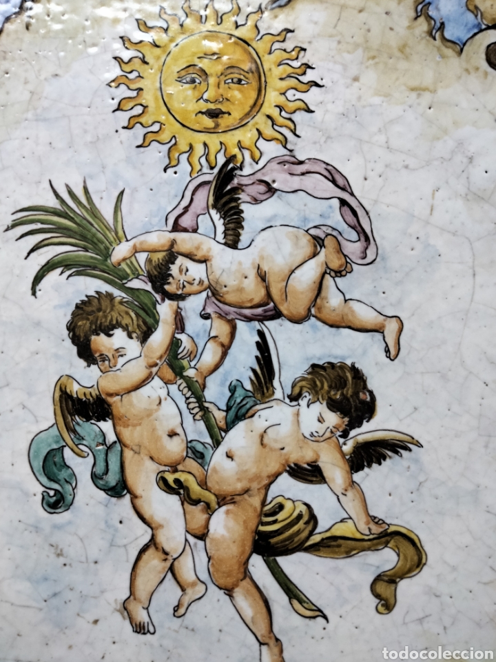 Antig&uuml;edades: PRECIOSO GRAN AZULEJO RELOJ DE SOL - Foto 2