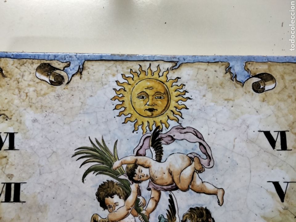 Antig&uuml;edades: PRECIOSO GRAN AZULEJO RELOJ DE SOL - Foto 4