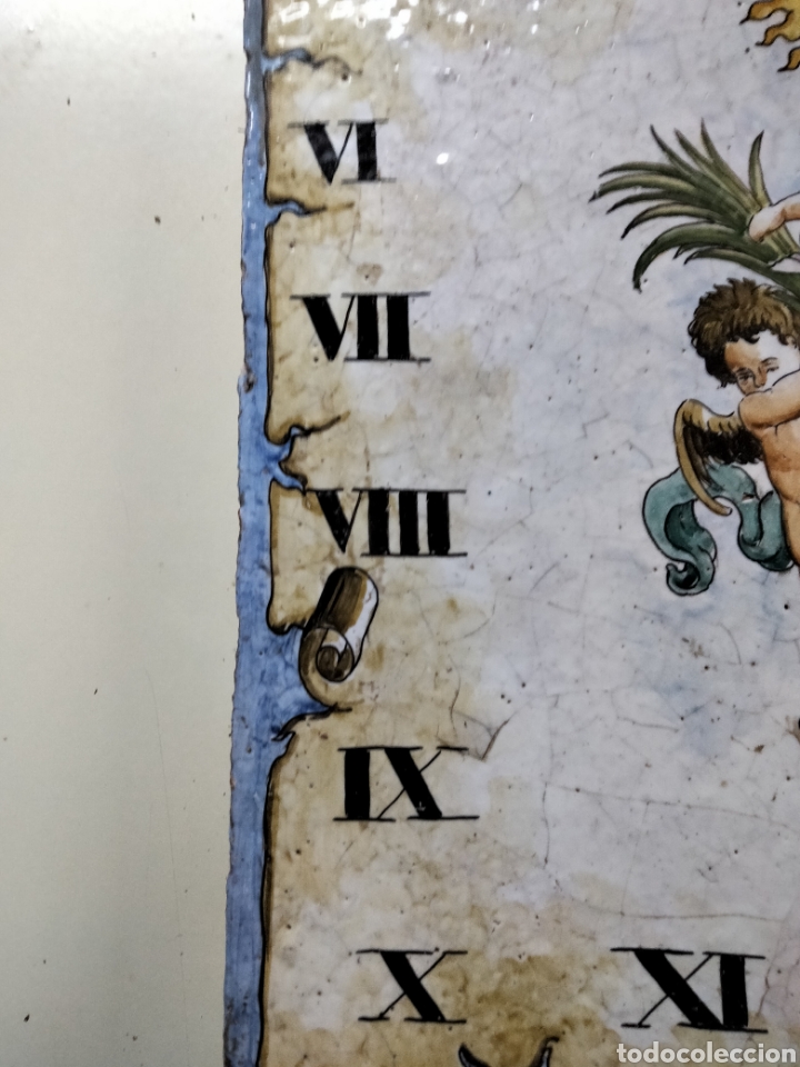 Antig&uuml;edades: PRECIOSO GRAN AZULEJO RELOJ DE SOL - Foto 6