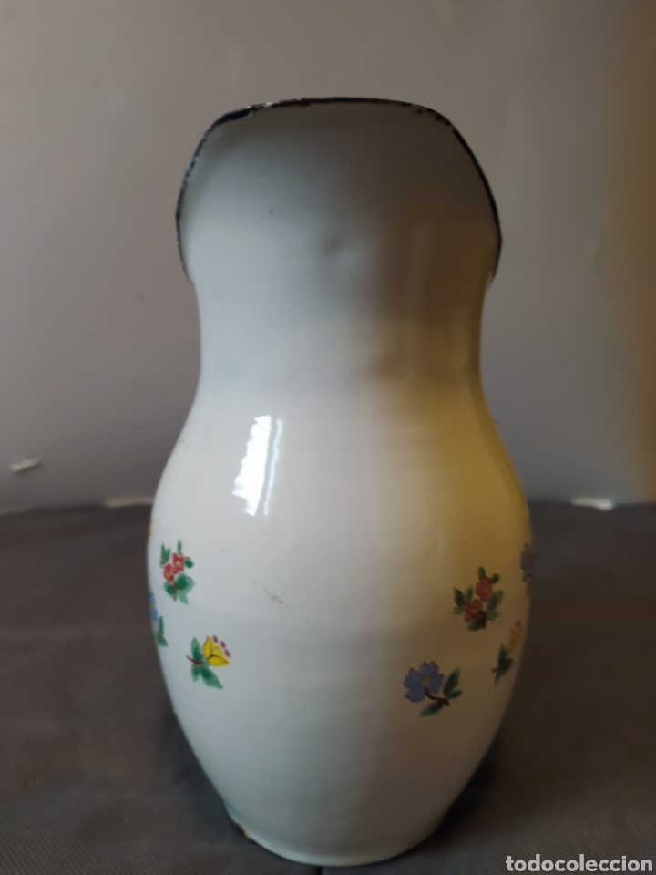 Antig&uuml;edades: Jarra hierro esmaltada decorada con flores - Foto 2