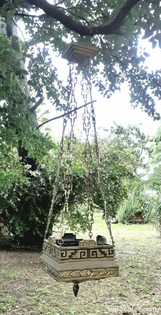 Antig&uuml;edades: Macetero Art Dec&oacute; antiguo bronce patr&oacute;n guarda griego