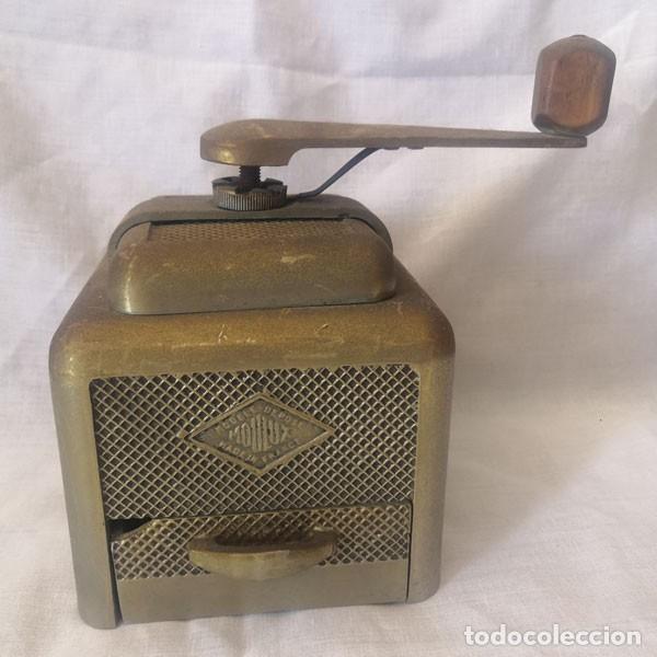 Antiquit&eacute;s: ANTIGUO MOLINILLO DE CAF&Eacute; MET&Aacute;LICO MARCA MOULUX , MUY RARO