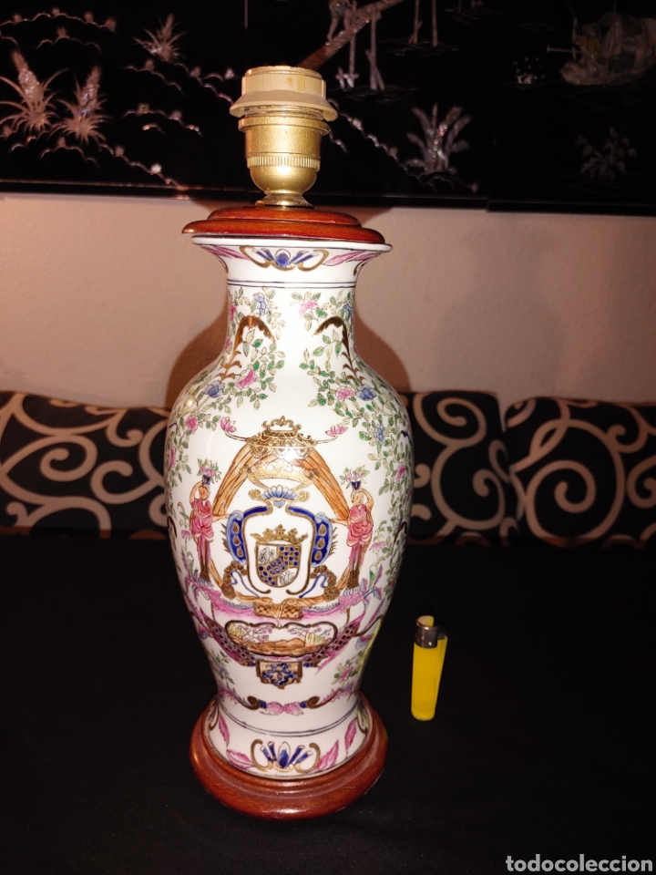 Antiques: Jarron Lampa China pintura esmalte