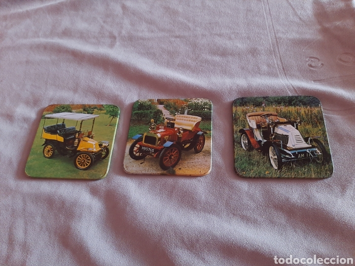 Antig&uuml;edades: Posavasos lote 3 posa vasos met&aacute;licos coches antiguos a&ntilde;os 80