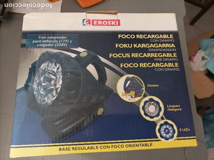 Antig&uuml;edades: linterna eroski, 9 leds, halogena, recargable - Foto 2
